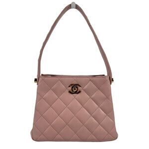 Chanel 90s Pink Lambskin Small Kelly Top Handle Bag w 24K Gold Plated Hardware
